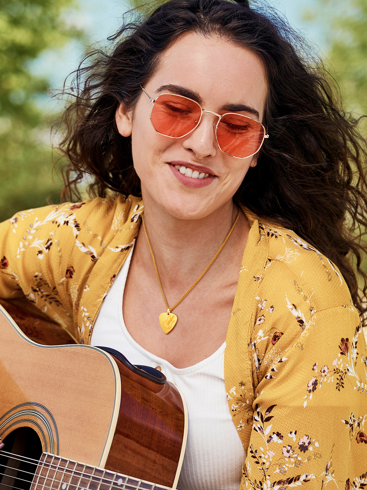 Guitar Pick Necklace Music Jewelry in 18K Gold