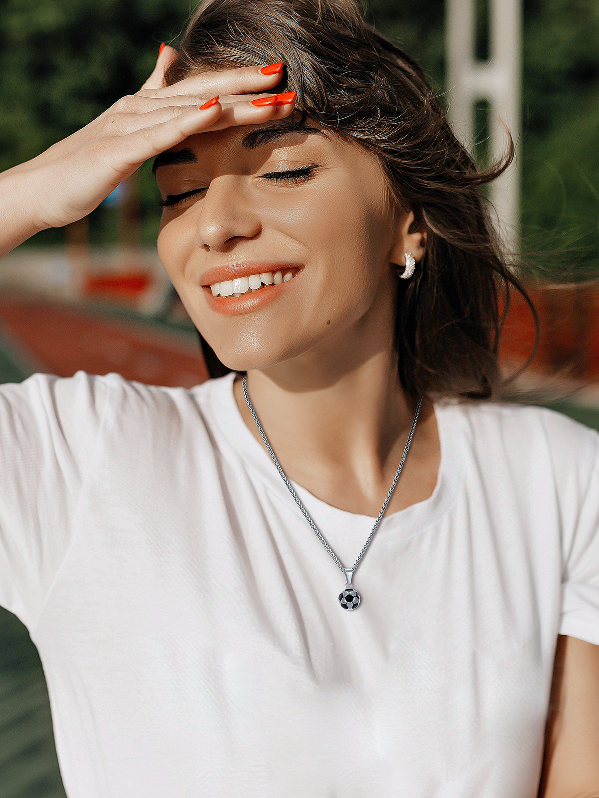 Soccer Pendant Sport Ball Necklace in Stainless
