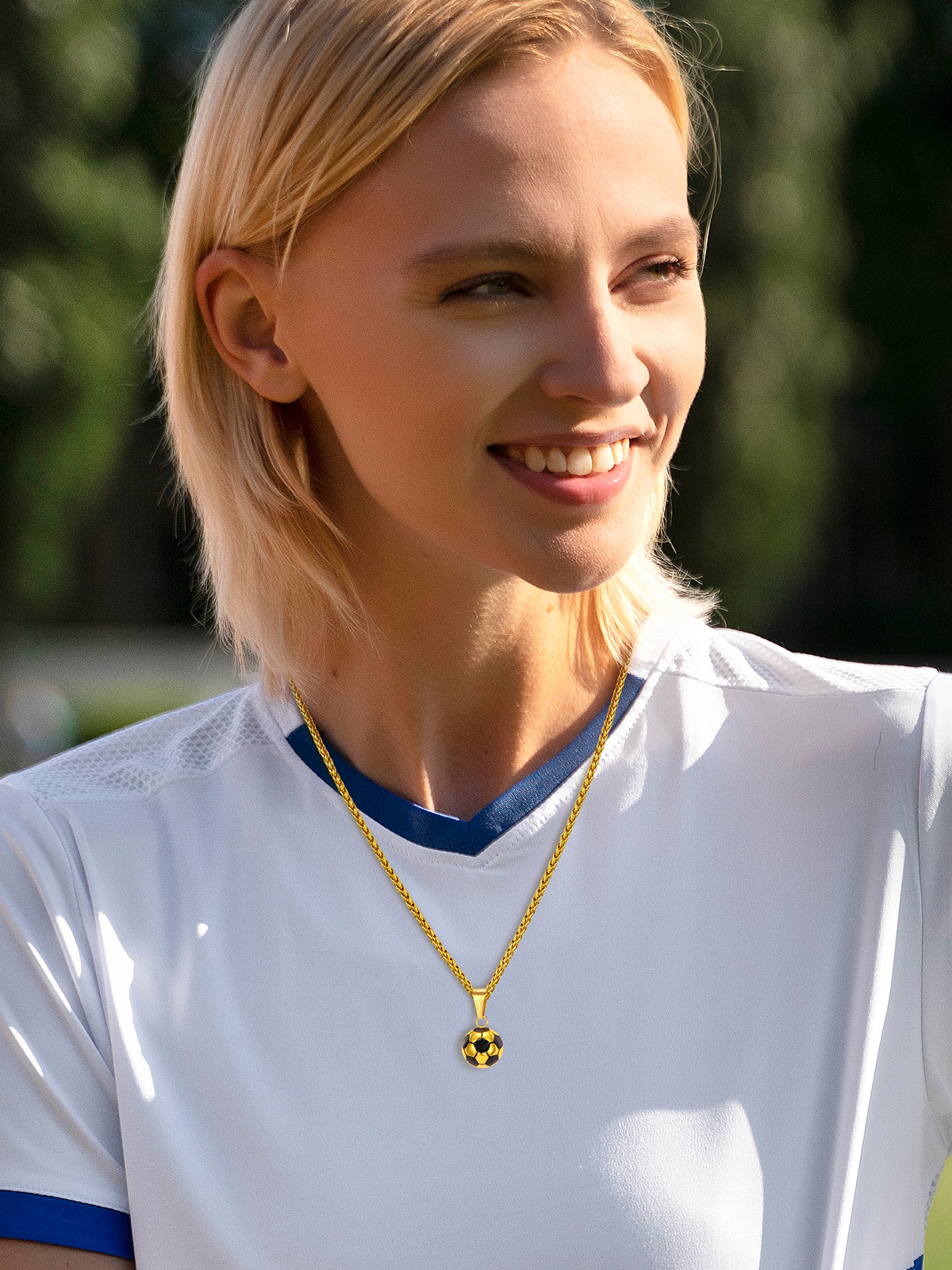 Soccer Pendant Sport Ball Necklace in 18K Gold