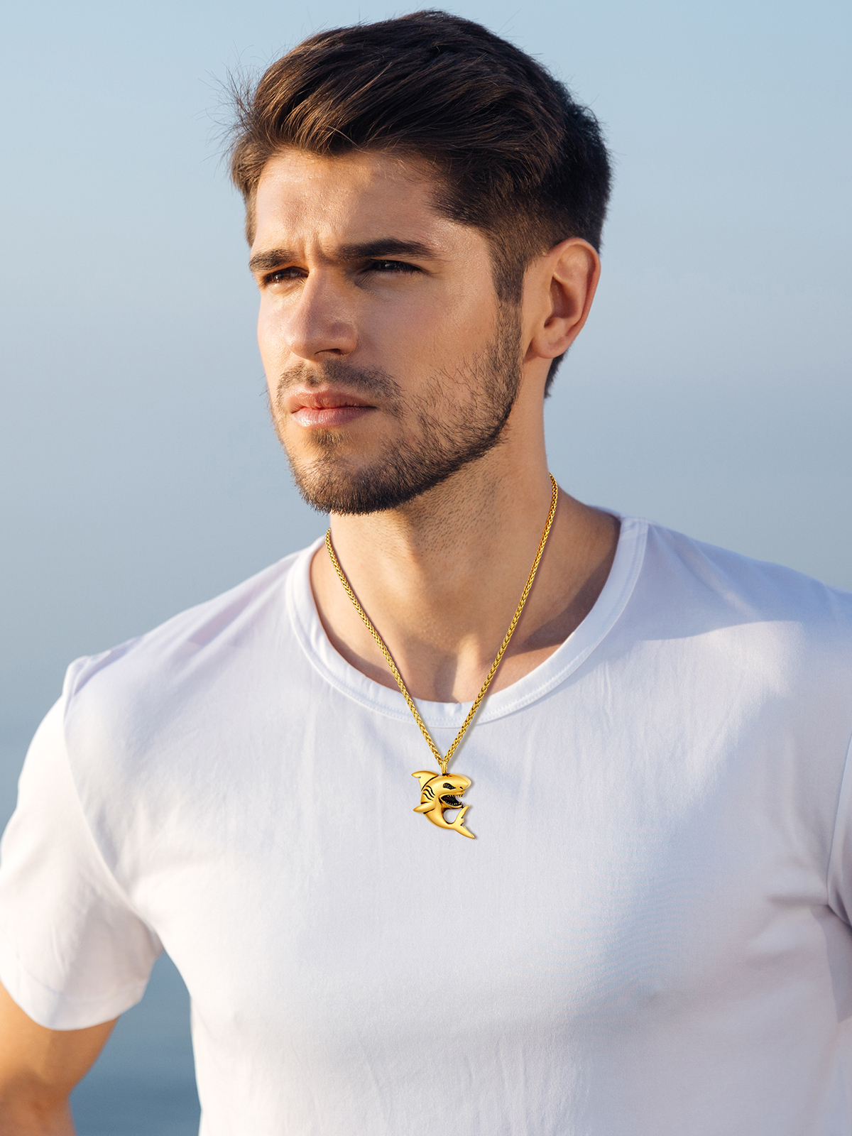 Shark Pendant Animal Jewelry in 18K Gold