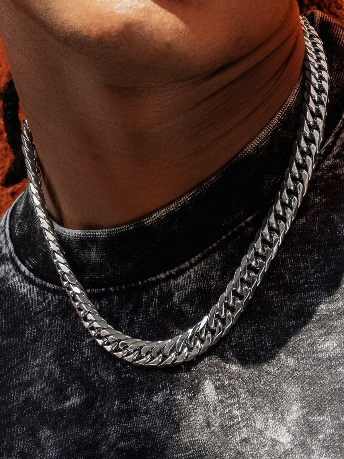 12mm Thick Chunky Franco Curb Link Chain Necklace in Stainless