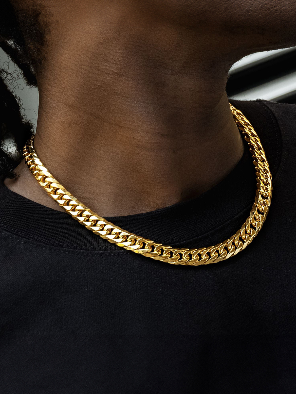 12mm Thick Chunky Franco Curb Link Chain Necklace in 18K Gold Plated