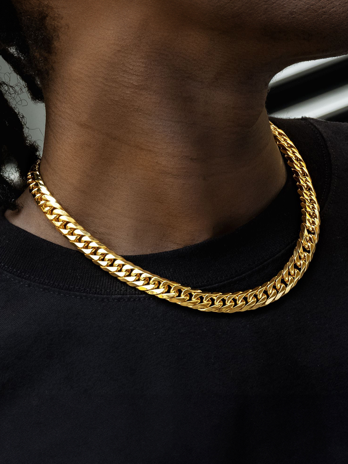 12mm Thick Chunky Franco Curb Link Chain Necklace in 18K Gold Plated