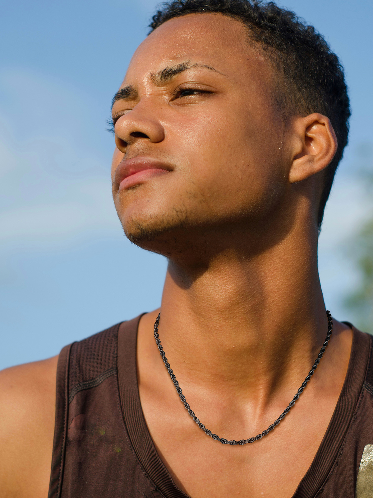 3mm Thick Twisted Rope Chain Necklace in Black Plated