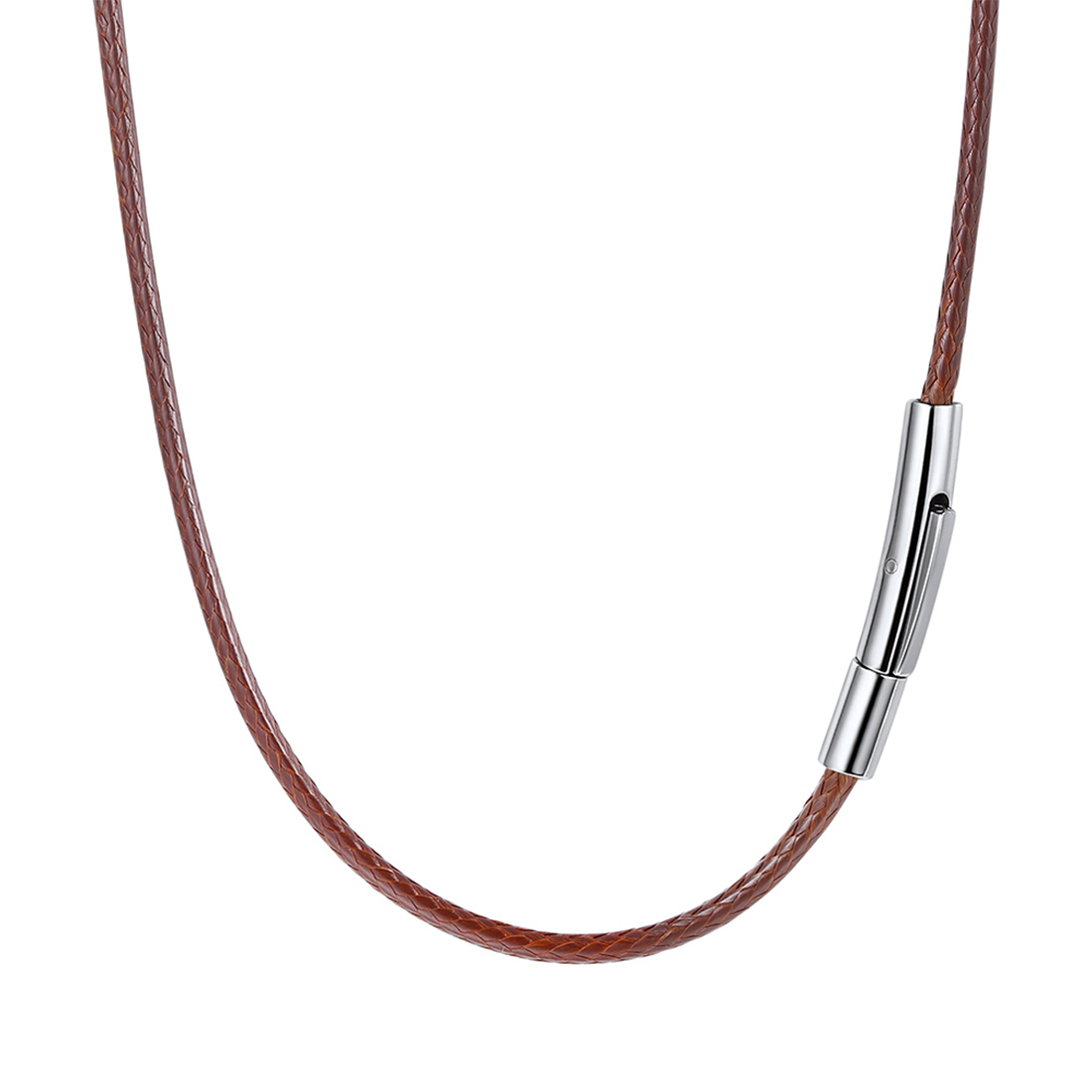 2mm Leather Cord Necklace Woven Wax Rope Chain in Brown