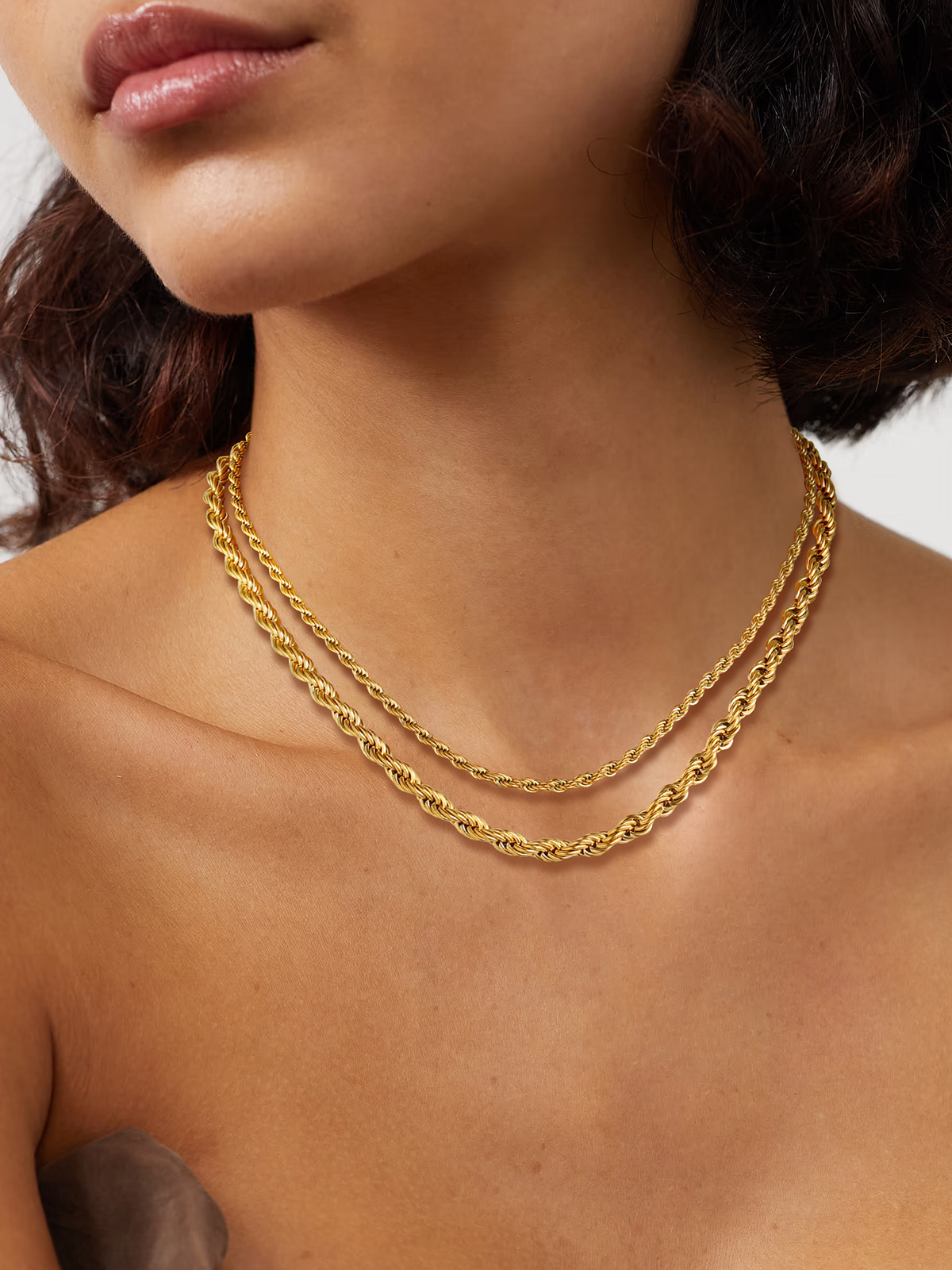 6mm Thick Twisted Rope Chain Necklace in 18K Gold Plated
