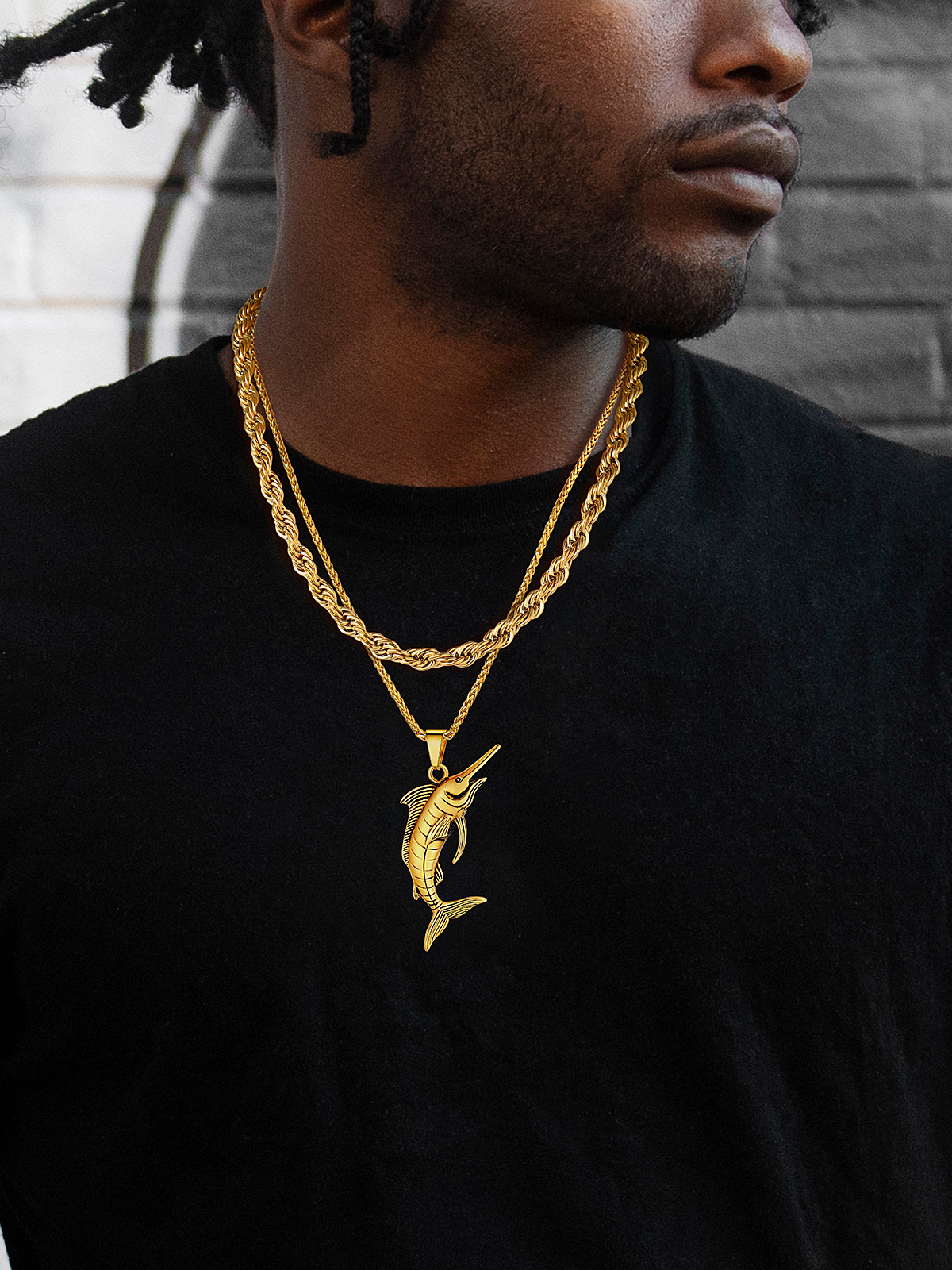 9mm Thick Twisted Rope Chain Necklace in 18K Gold Plated