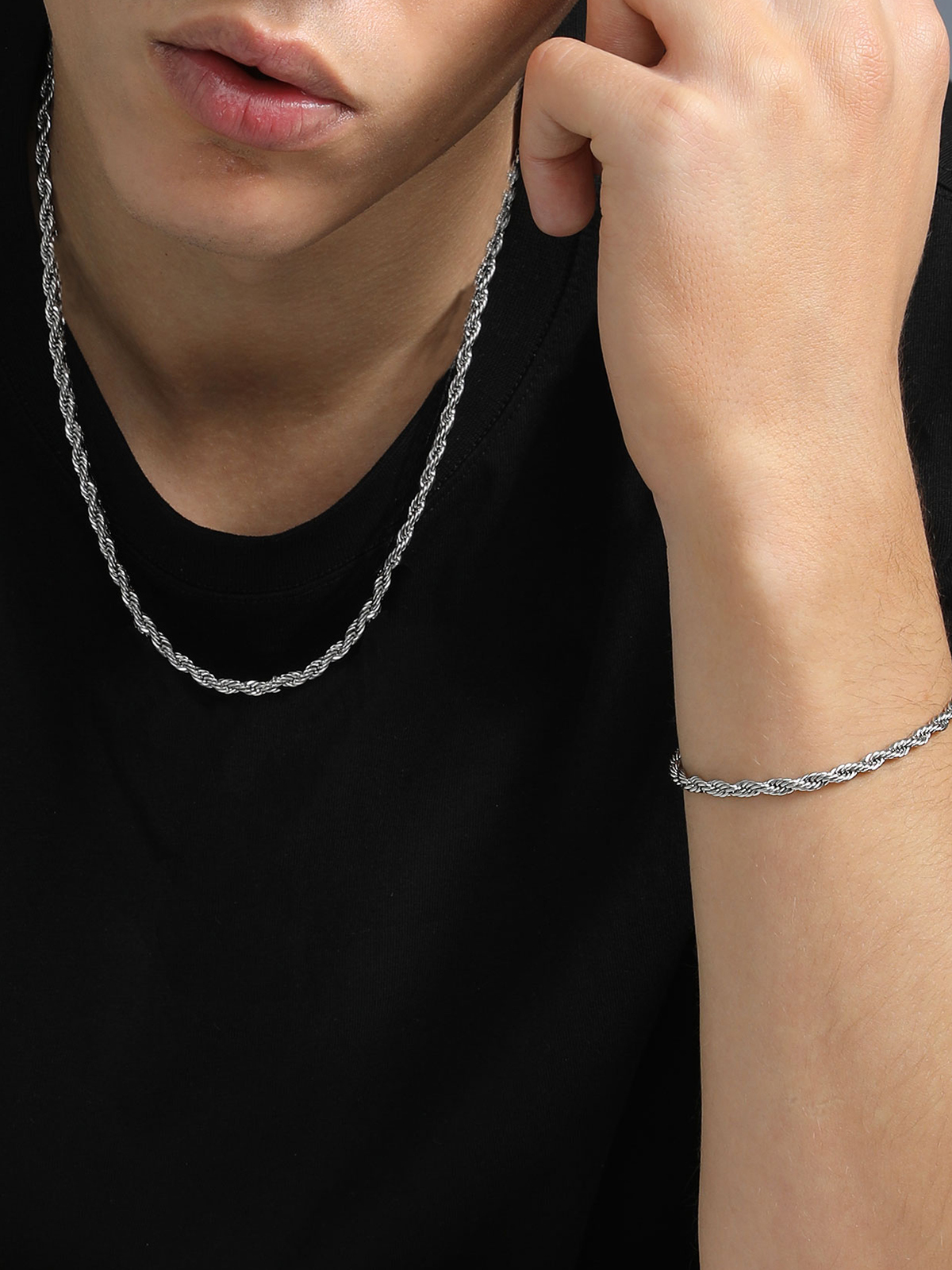 3mm Thick Twisted Rope Chain Necklace in Stainless