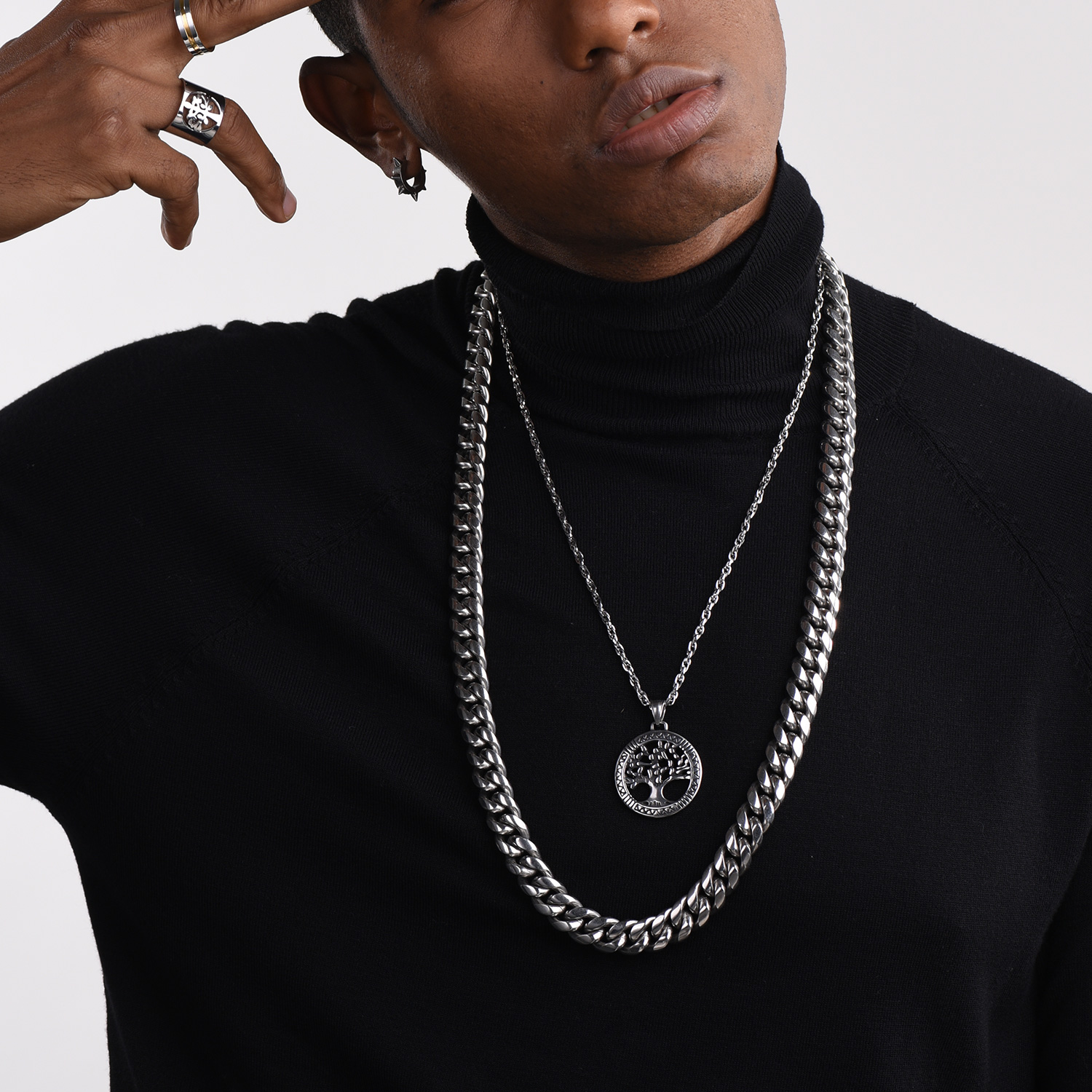 12mm Thick Cuban Chain Necklace in Stainless