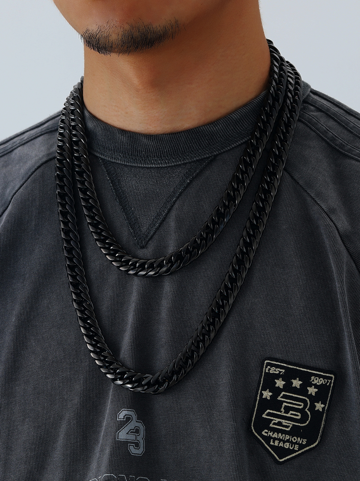 12mm Thick Chunky Franco Curb Link Chain Necklace in Black Plated