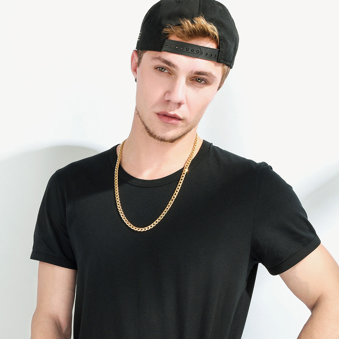 7mm Thick Cuban Chain Necklace Curb Chain Hip Hop Jewelry in 18K Gold Plated