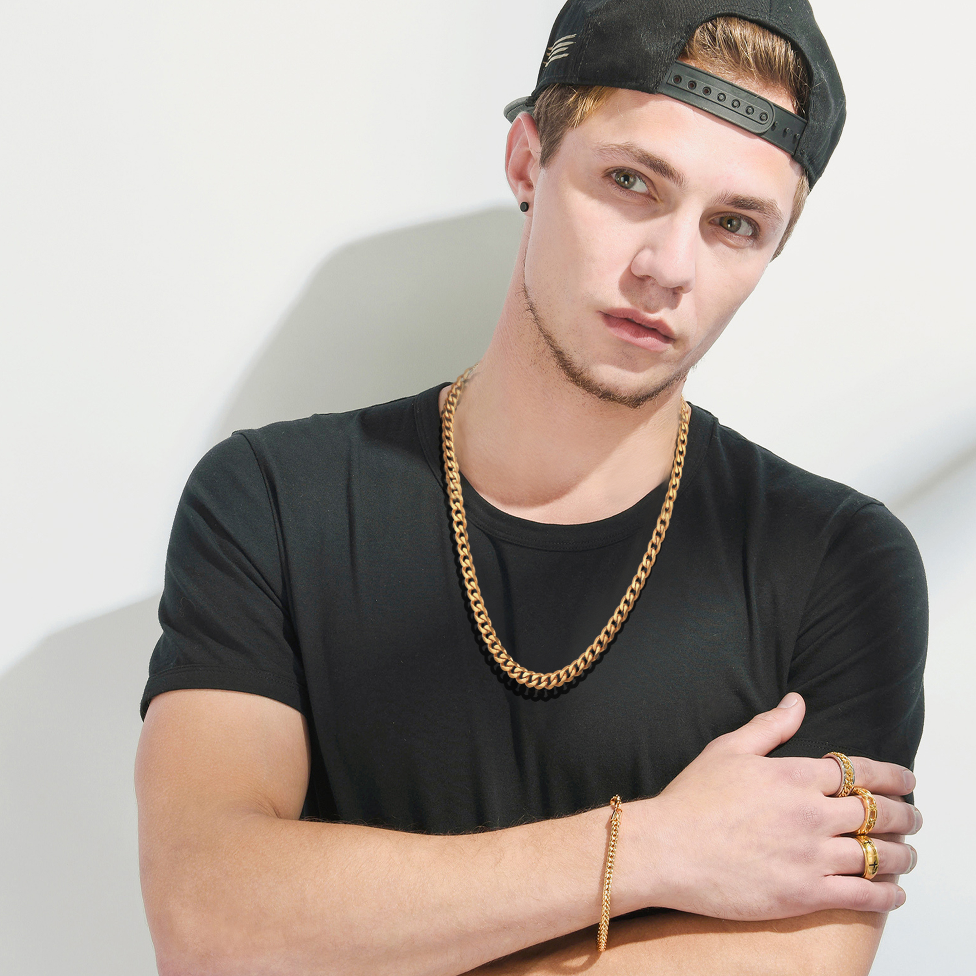 6mm Thick Cuban Chain Necklace in 18K Gold Plated