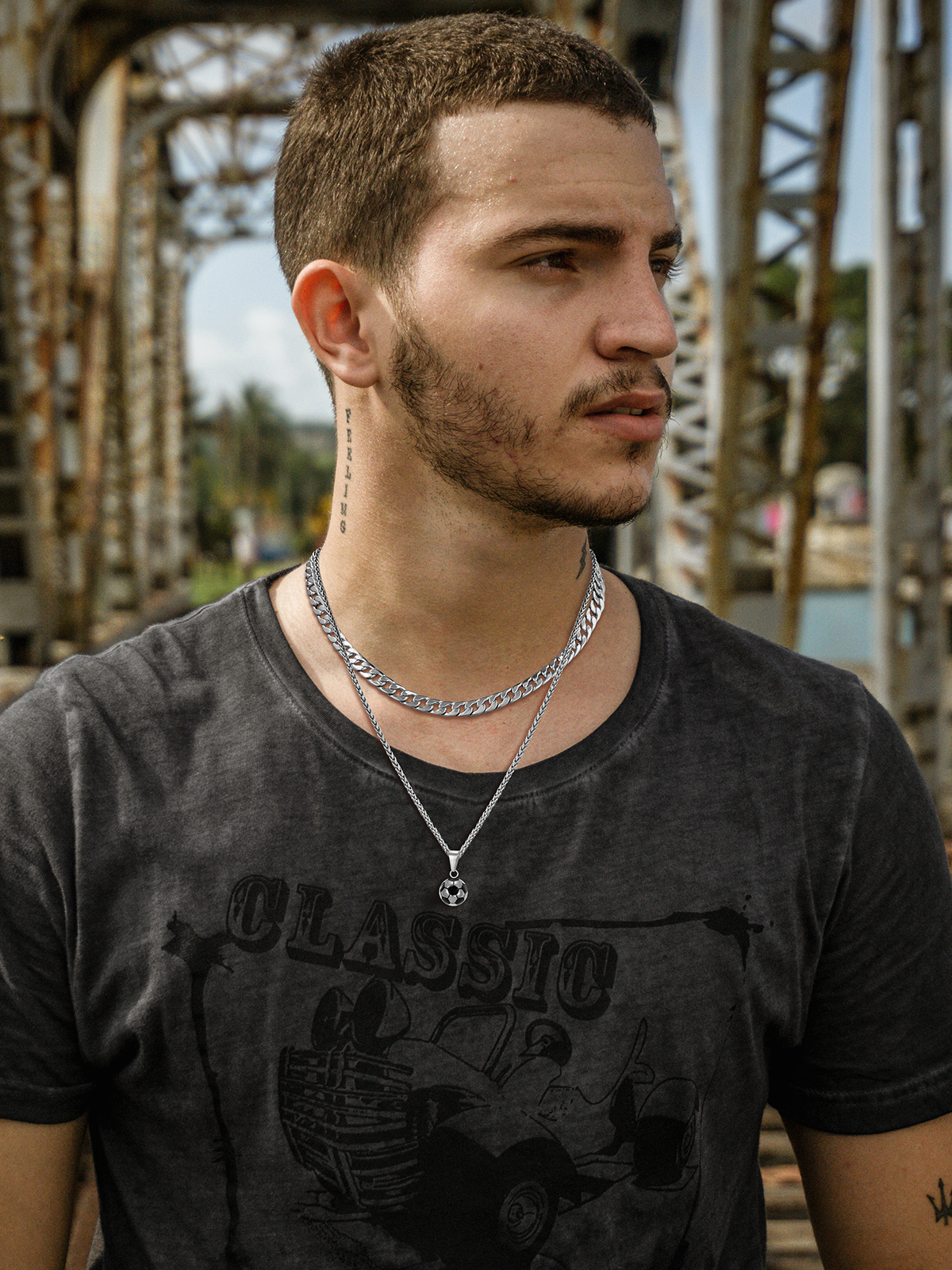 Soccer Pendant Sport Ball Necklace in Stainless