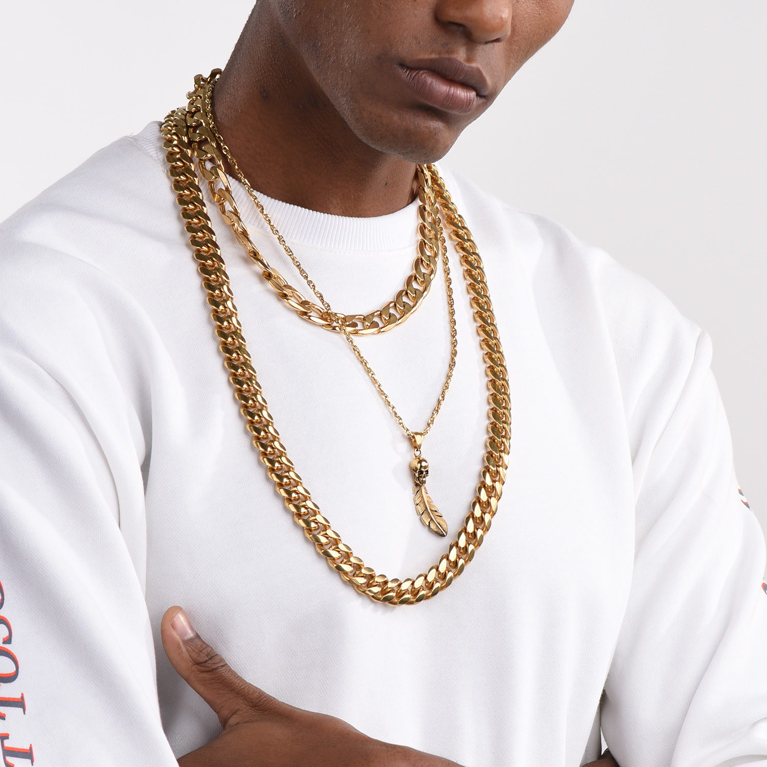 12mm Thick Cuban Chain Necklace in 18K Gold Plated