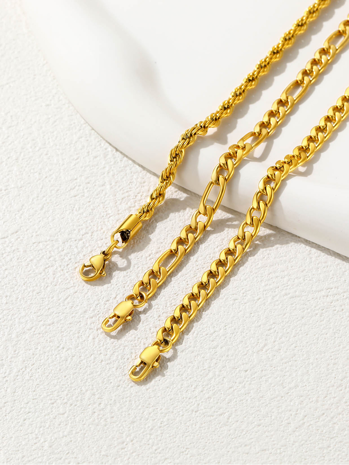 3 Pcs Layered Anklet Set in 14K Gold Plated