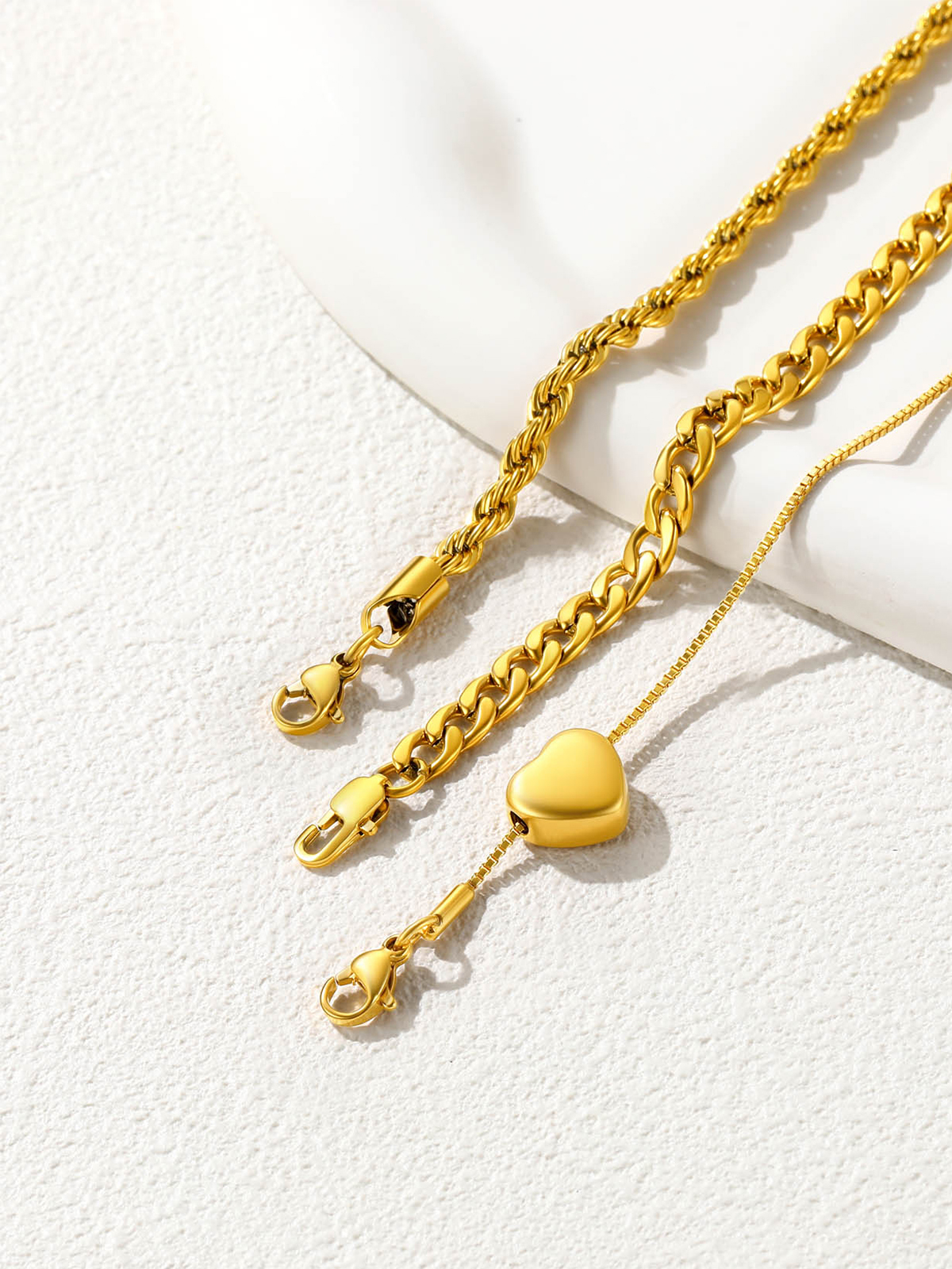 3 Pcs Layered Anklet Set in 14K Gold Plated