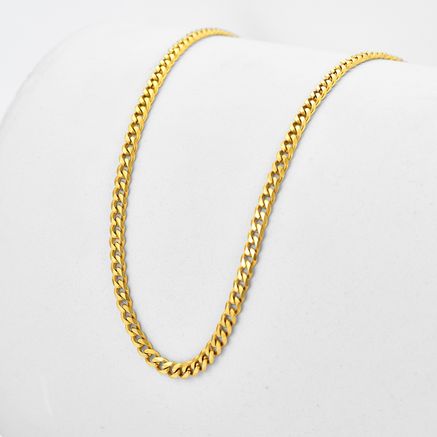 3mm Cuban Chain Necklace, 18K Gold Plated-02