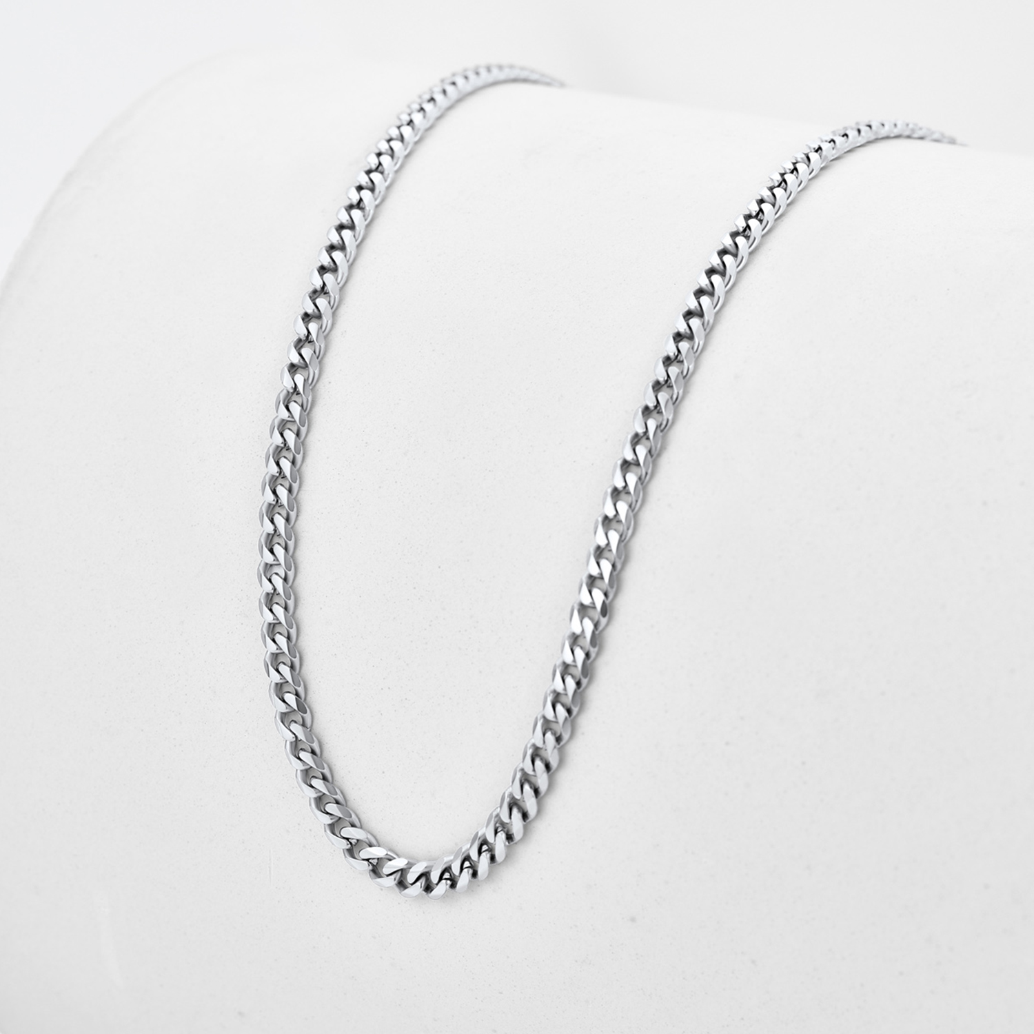 3mm Cuban Chain Necklace, Stainless Steel-01