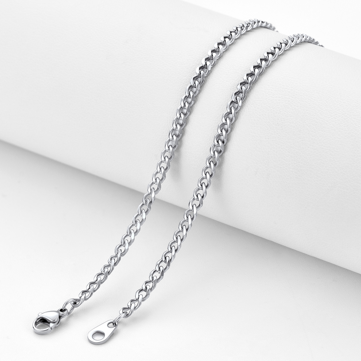 3mm Cuban Chain Necklace, Stainless Steel-02