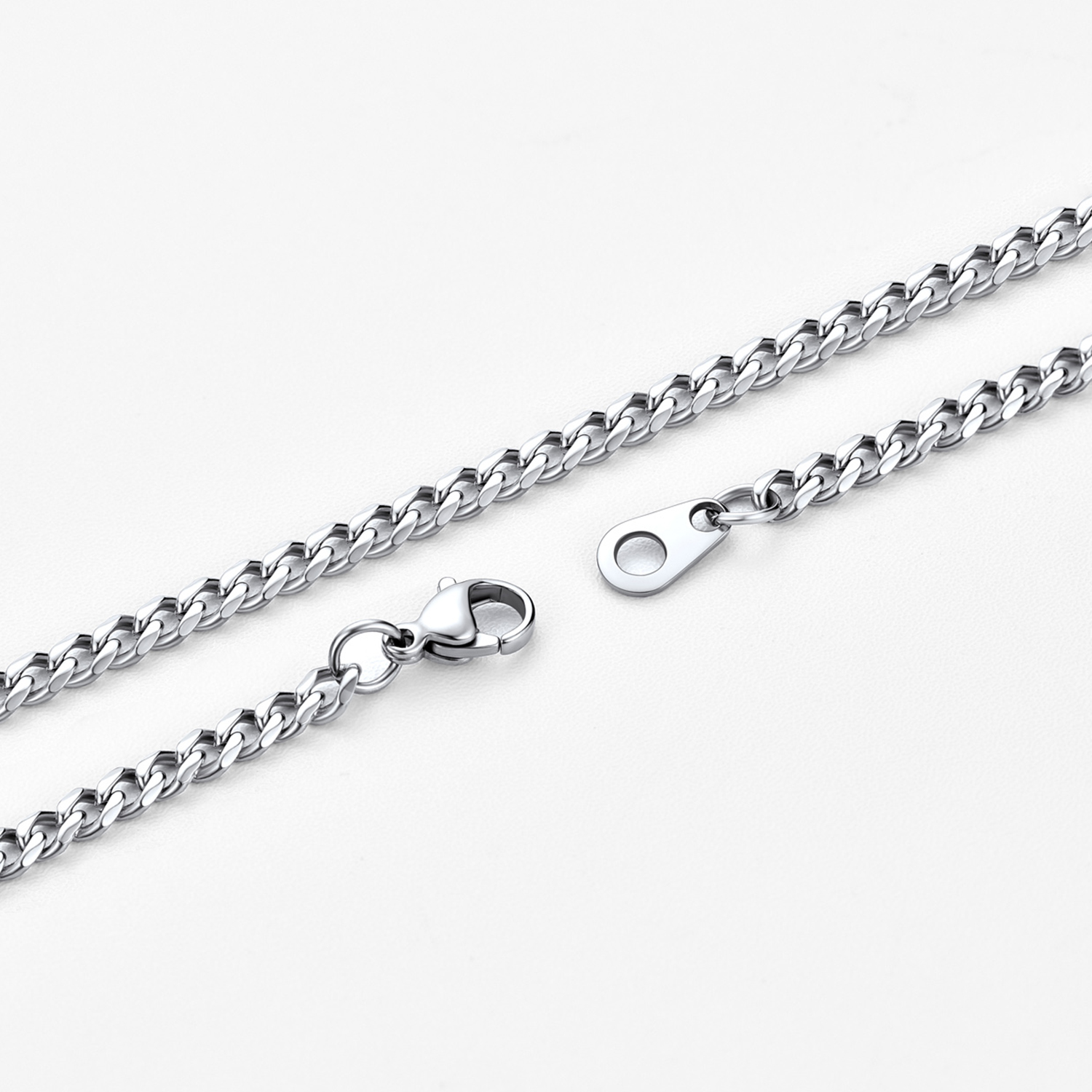 3mm Cuban Chain Necklace, Stainless Steel-05