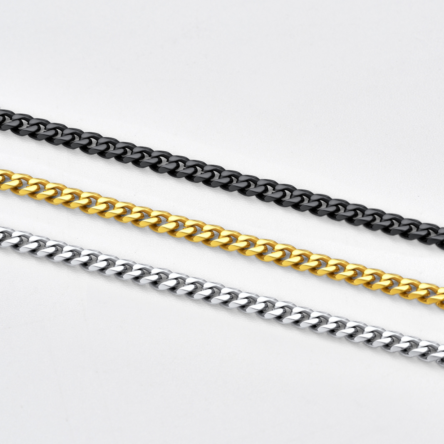 3mm Cuban Chain Necklace in Different Colors
