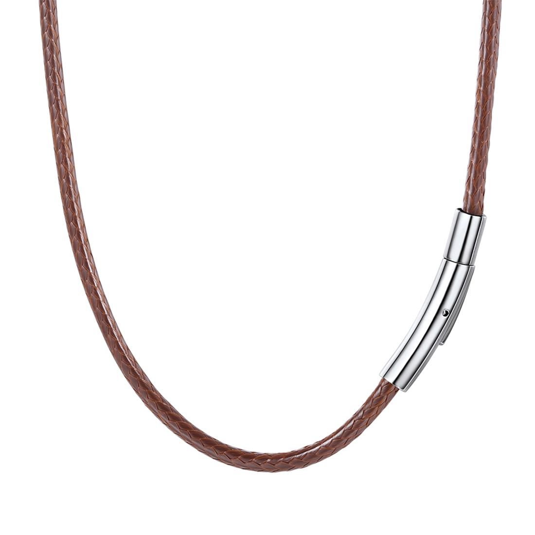 3mm Leather Cord Necklace Woven Wax Rope Chain in Brown