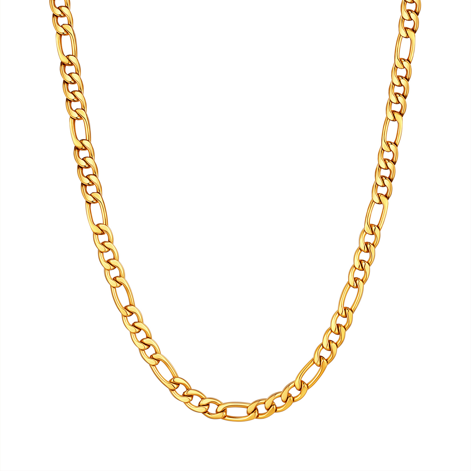 3mm Thick Figaro Chain Necklace in 18K Gold Plated