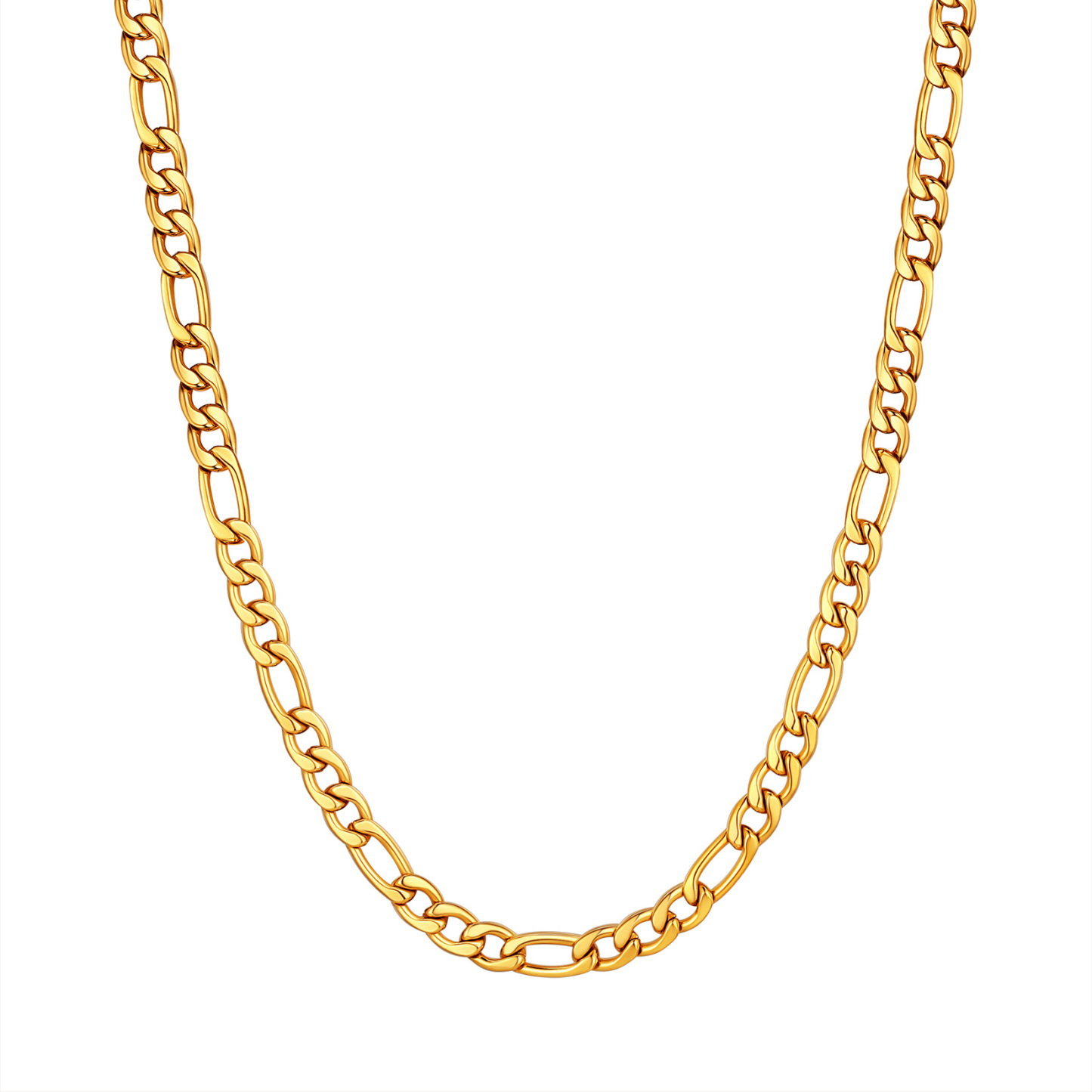 3mm Thick Figaro Chain Necklace in 18K Gold Plated