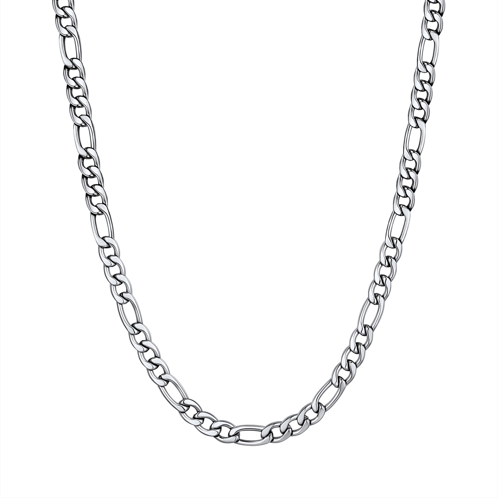 3mm Thick Figaro Chain Necklace in Stainless