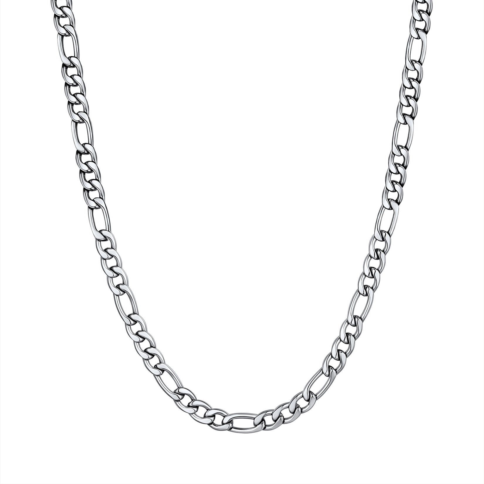 3mm Thick Figaro Chain Necklace in Stainless