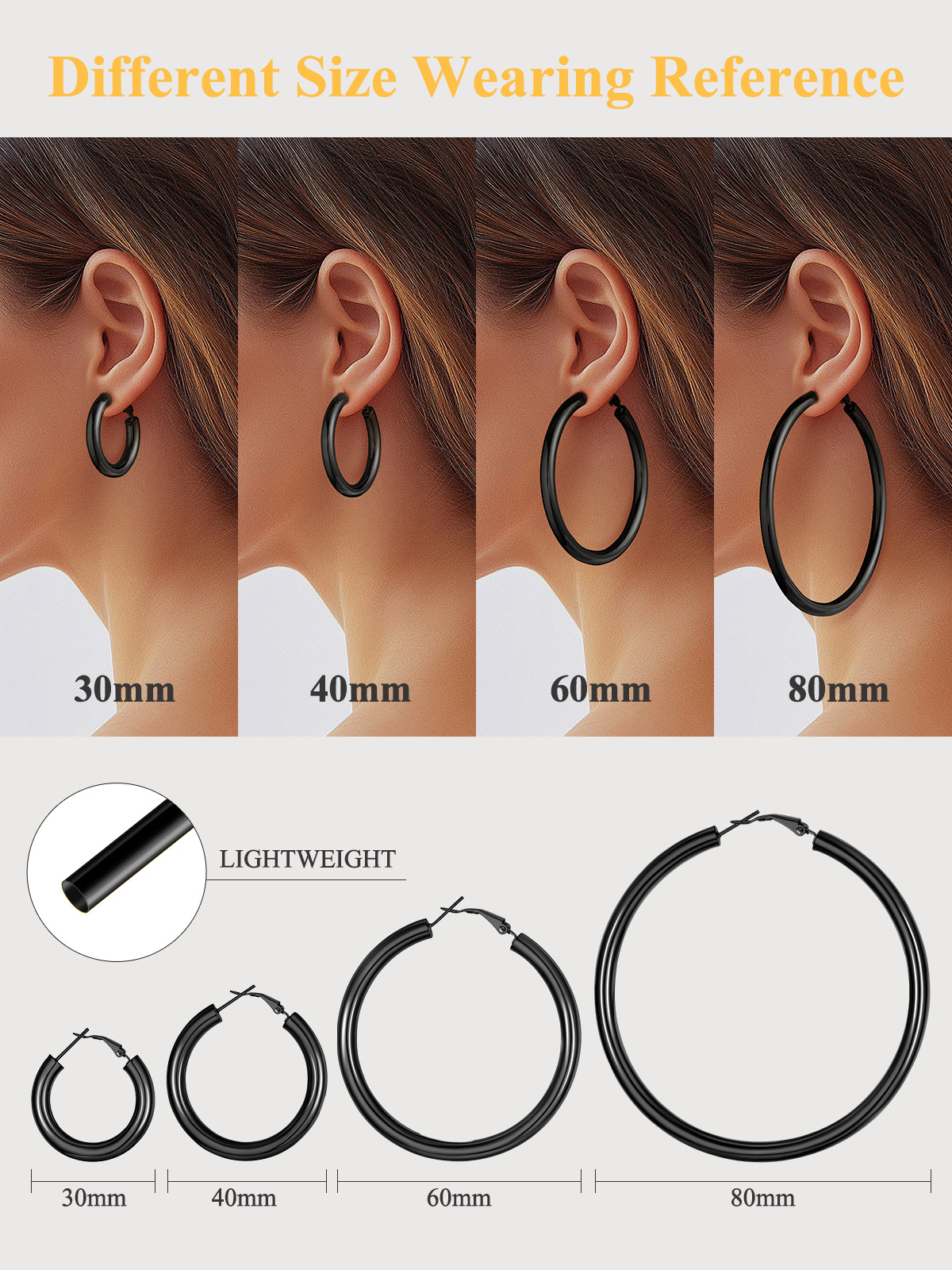 Square Black Cubic Zirconia Double Row Huggie Hoop Earrings In 10K Gold - Foto 6