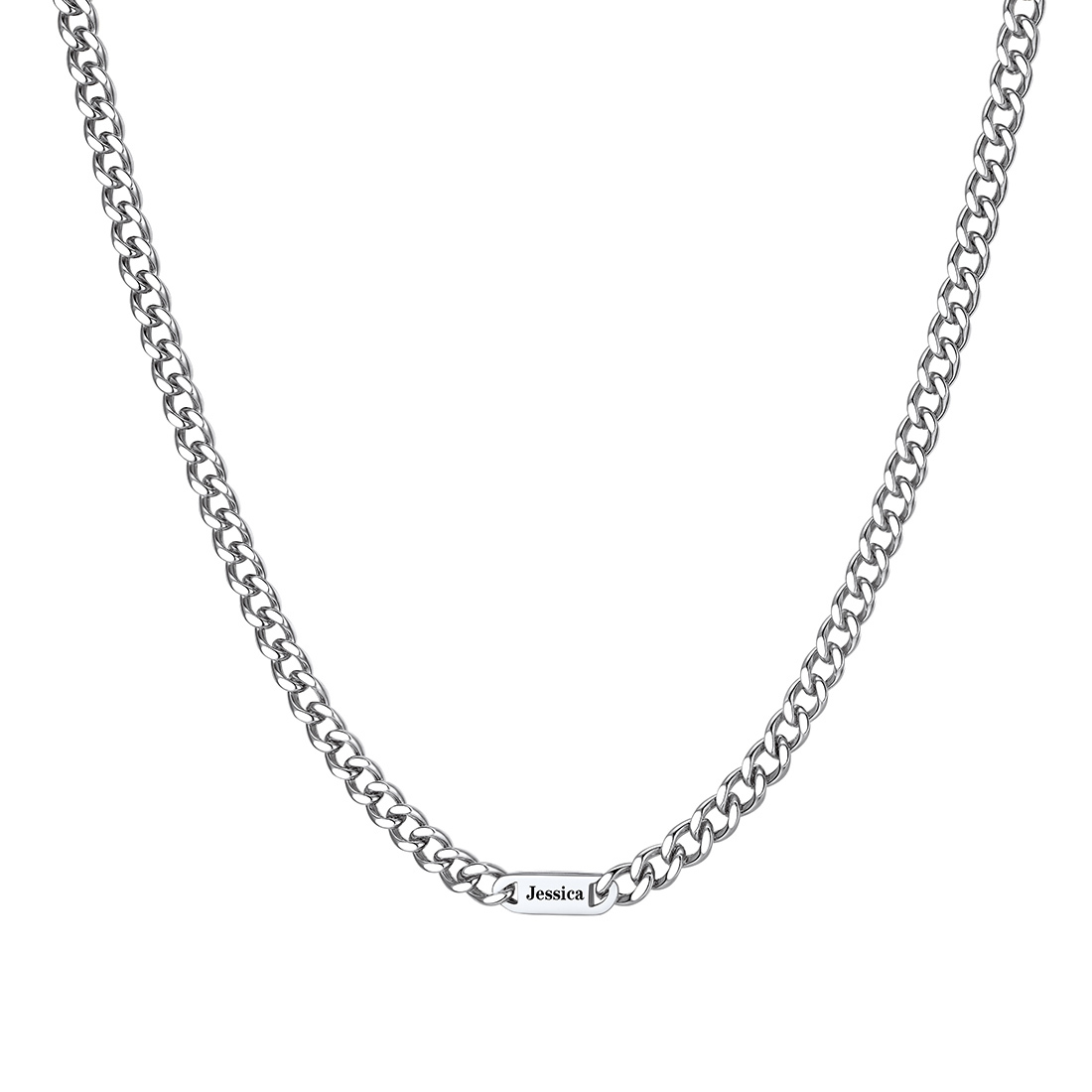 5mm Custom 1 Name Cuban Chain Necklace in Stainless Steel