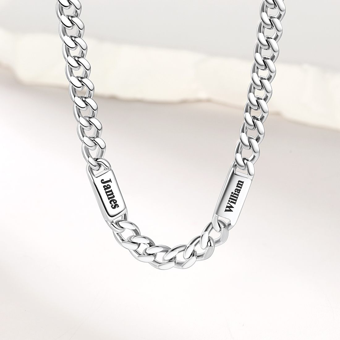 5mm Custom 2 Name Cuban Chain Necklace, Stainless Steel