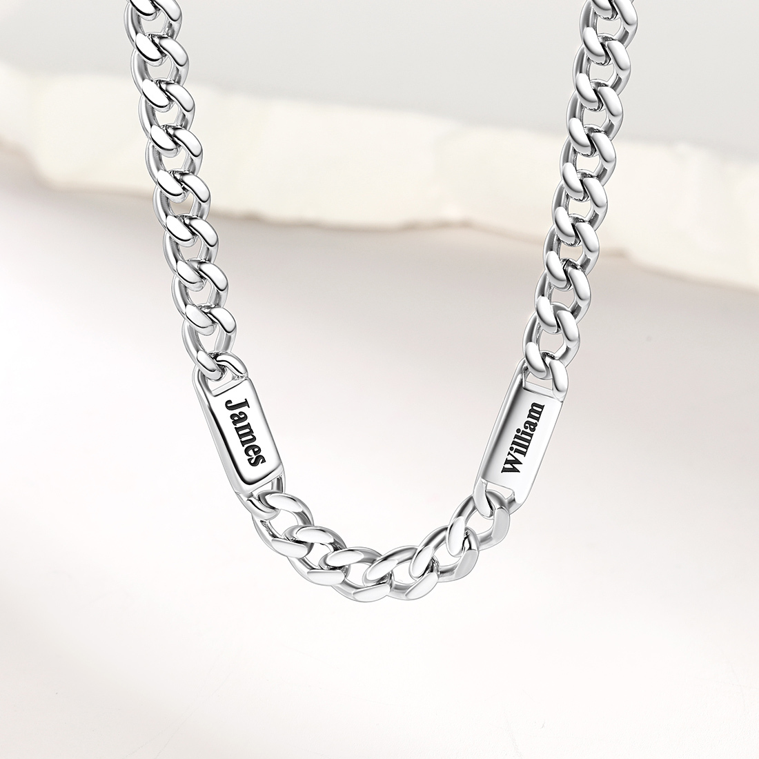 5mm Custom 2 Name Cuban Chain Necklace, Stainless Steel