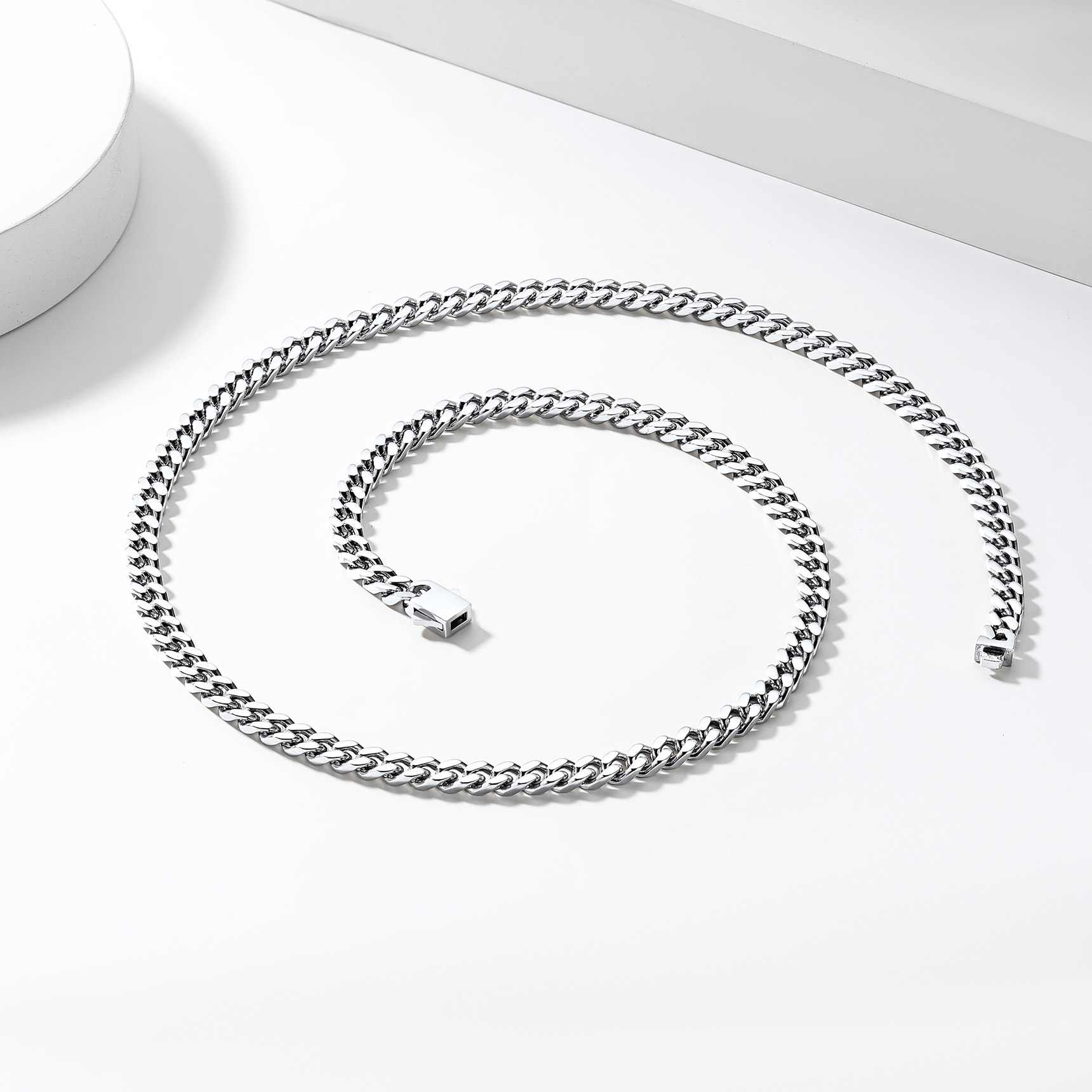 5mm Miami Cuban Chain Necklace, Stainless Steel-01