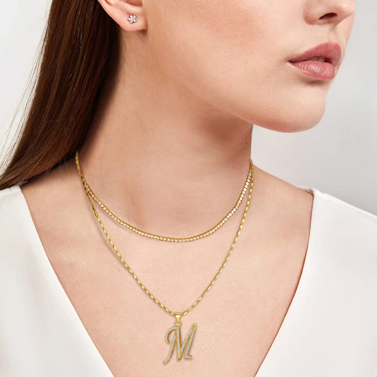 Initial Pendant Necklace with CZ for Women-03