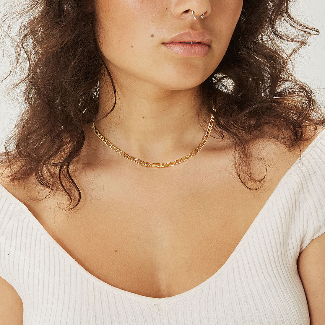 5mm Thick Figaro Chain Necklace for Women-01