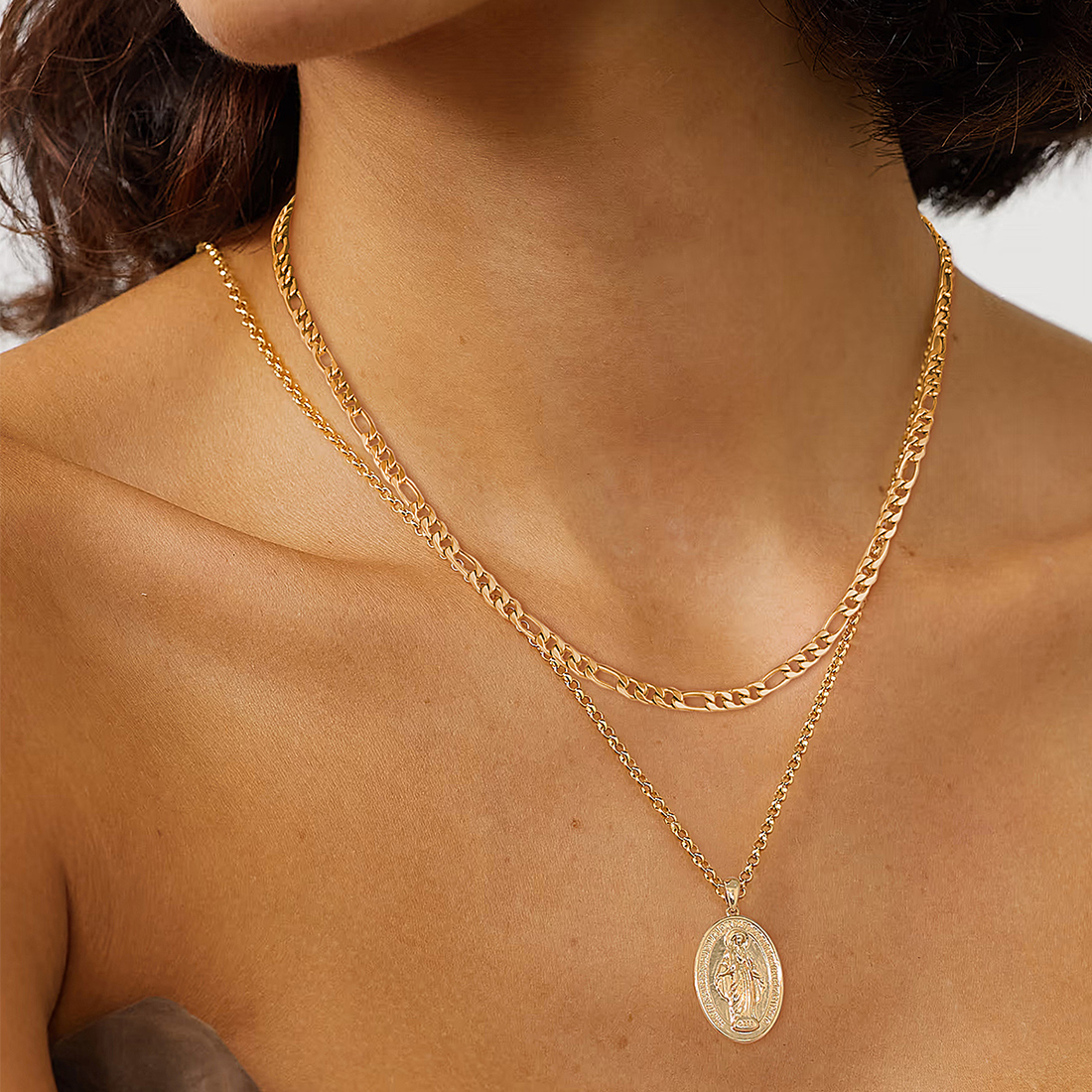 5mm Thick Figaro Chain Necklace for Women-02