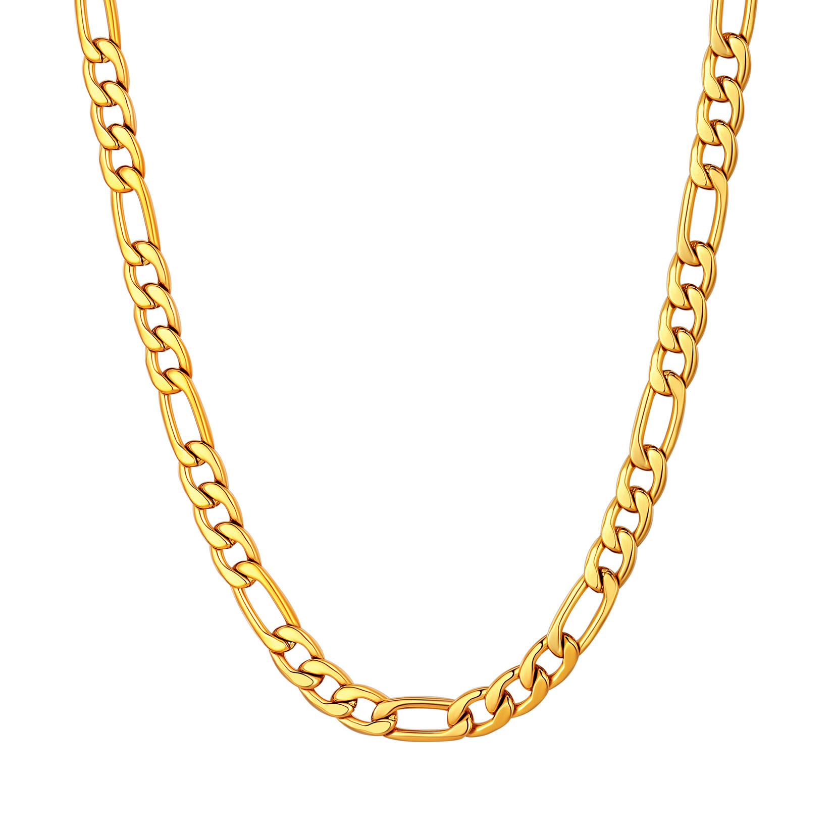 5mm Thick Figaro Chain Necklace in 18K Gold Plated