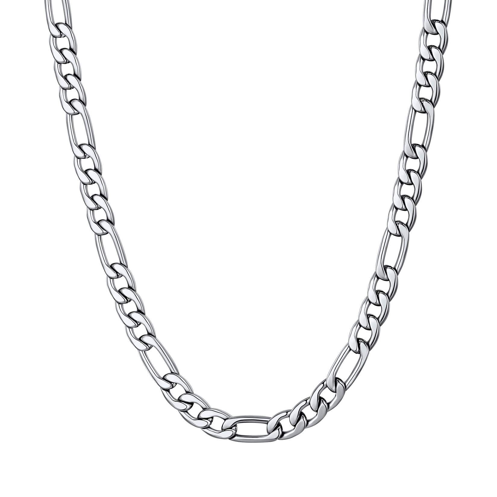 5mm Thick Figaro Chain Necklace for Men Women in Stainless