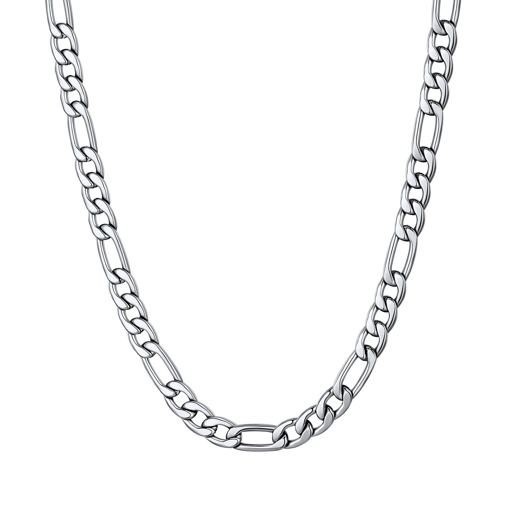 5mm Thick Figaro Chain Necklace for Men Women in Stainless