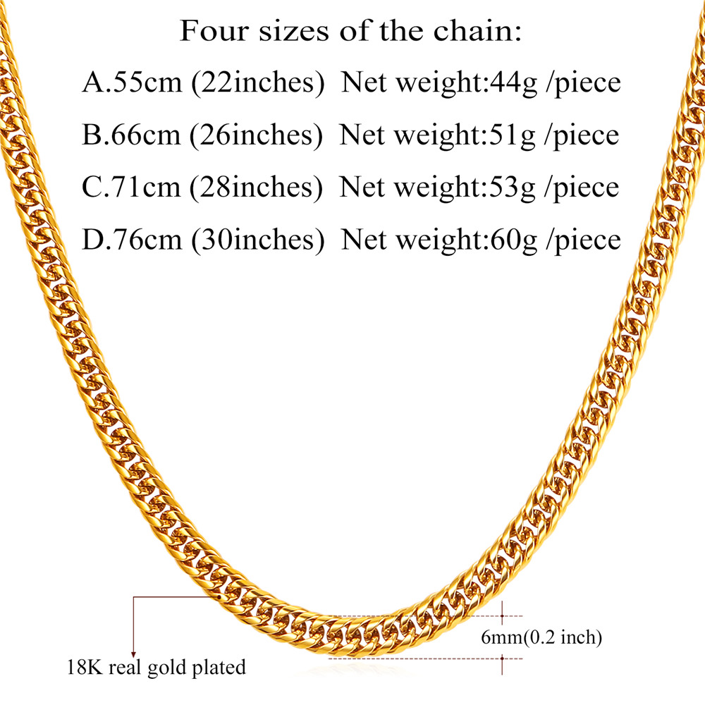 6mm Thick Curb Chain Necklace Details-Necklace Length, Weight