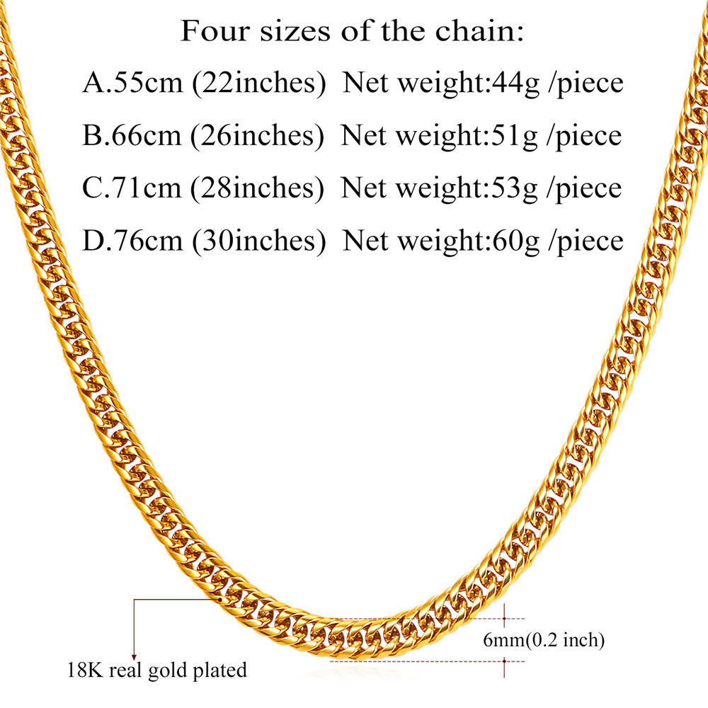 6mm Thick Curb Chain Necklace Details-Necklace Length, Weight