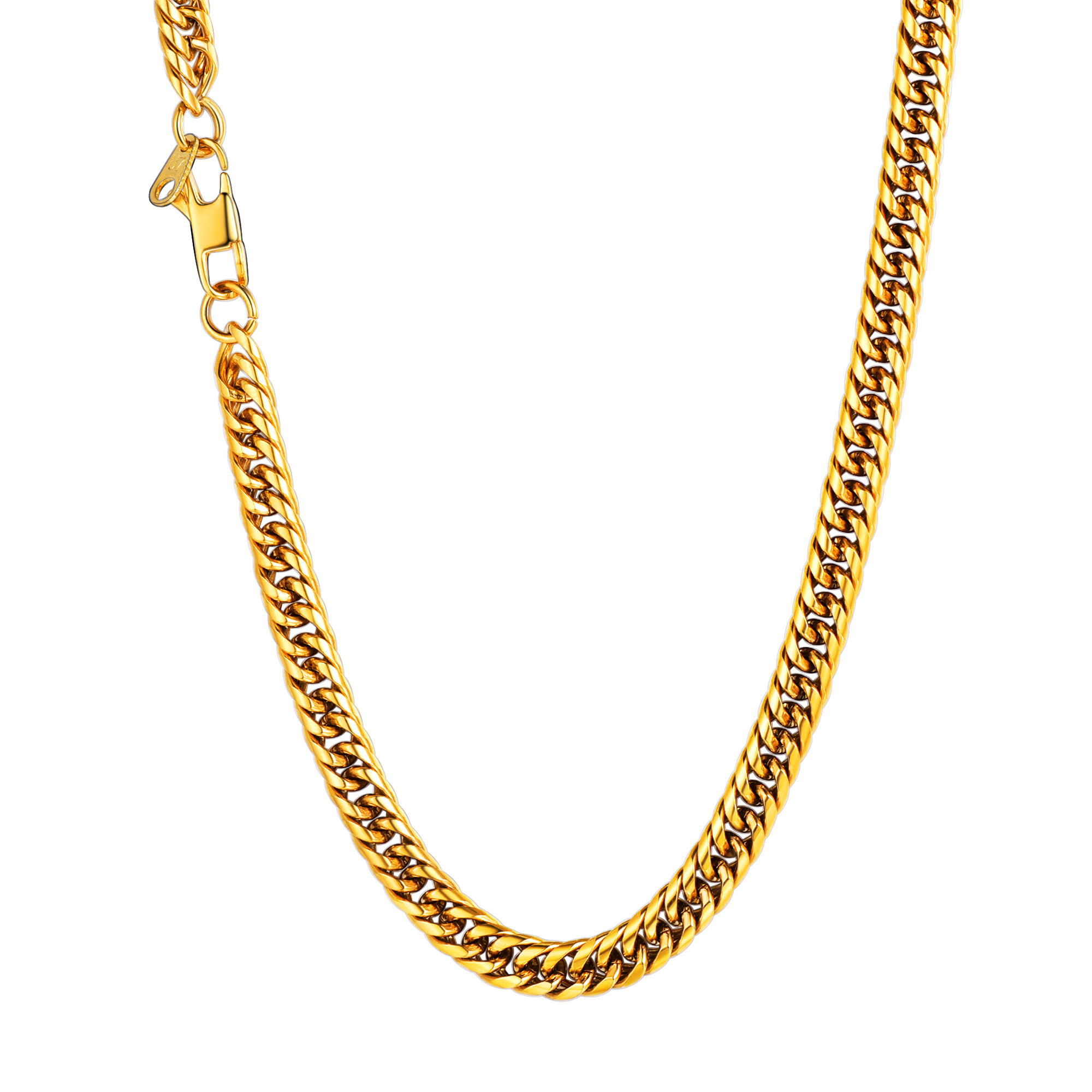 6mm Thick Curb Chain Necklace in 18K Gold Plated