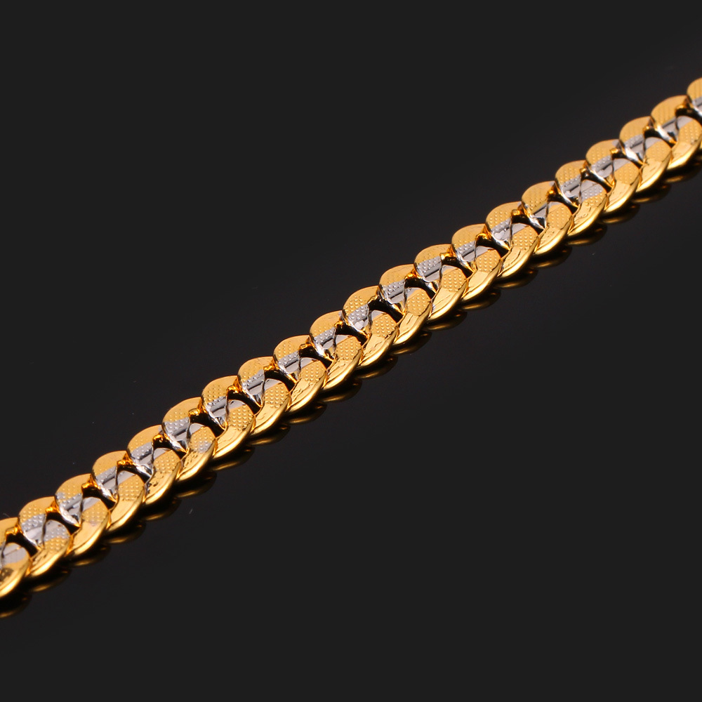 6mm Thick Two-Tone Curb Chain Necklace, Stainless Steel-04