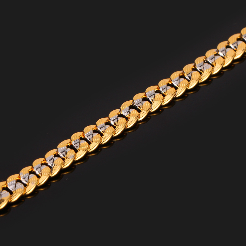 6mm Thick Two-Tone Curb Chain Necklace, Stainless Steel-04