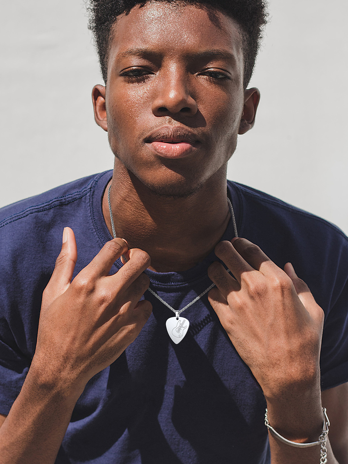 Guitar Pick Necklace Music Jewelry in Stainless