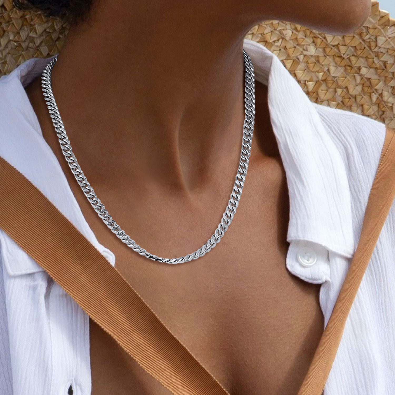 7mm Miami Cuban Chain Necklace for Women