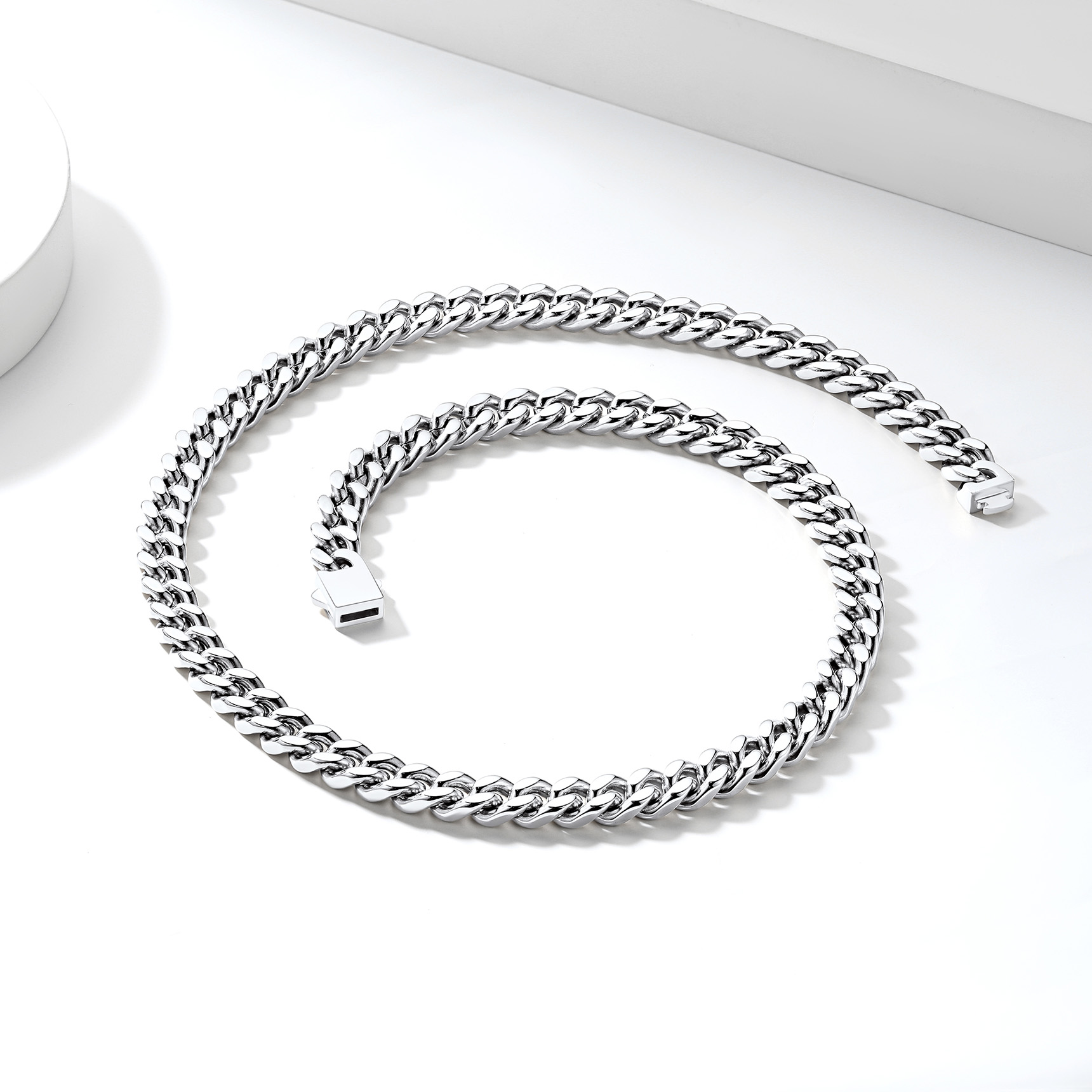 9mm Miami Cuban Chain Necklace, Stainless Steel-01