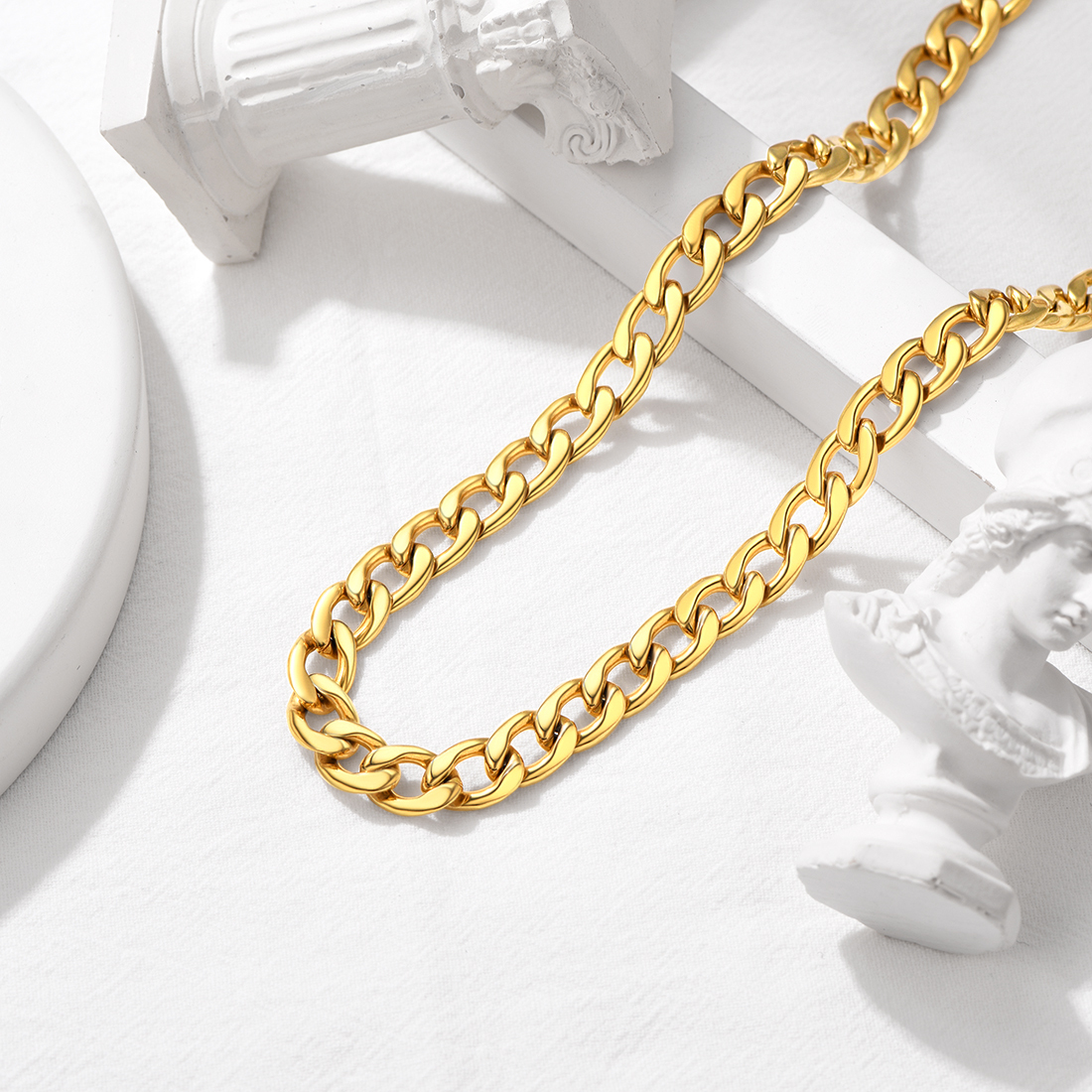 9mm Thick Cuban Chain Necklace, Stainless Steel-01